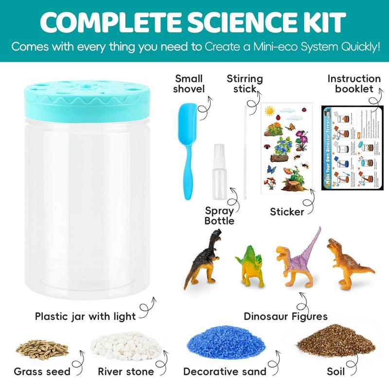 Christmas gifts kids toys,Light Up Dinosaur Terrarium Kit for Kids, Educational Science Kits Gardening Kit for Kids Boys and Girls, Creative Dinosaur Toys for Boys, Arts and Crafts for Kids Birthday Gifts for Ages 4 5 6 7 8-12