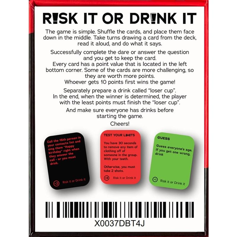 Risk It Or Drink It Fun Party Game For College Card Game Drinking Game Pregame Night Hilarious Dares Challenges Questions Adults 150 Cards