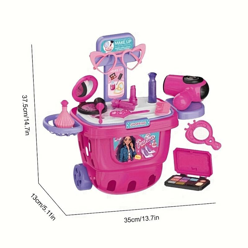 Children's toy makeup table, girls' makeup set, Accessories mobile backpack, Children's makeup table for children over 3 years old suitable gifts for girls (makeup makeup set)