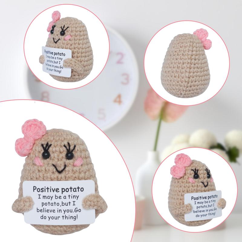 Cute Positive Potato Crochet Doll, 1 Count Mini Funny Positive Potato, Cute Knitted Positive Potato Doll, Encouragement Toy for Friends