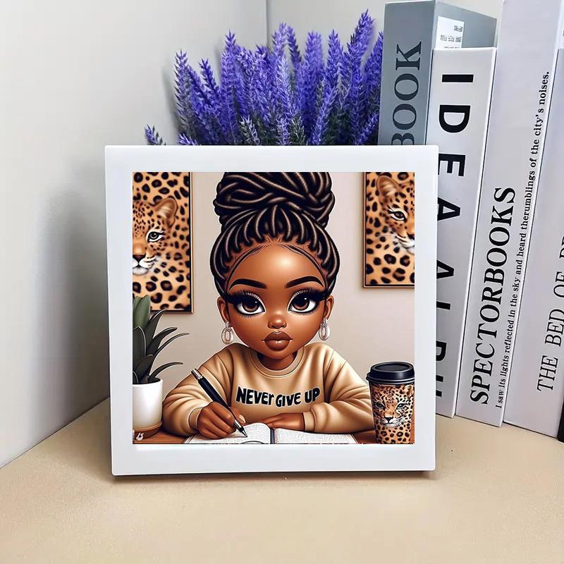 Black Hair Girl Pattern DIY Diamond Arts Colorful Painting Kit without Frame, 1 Set 5D Crystal Rhinestones Diamond Art Painting for Beginners, DIY Diamond Art Kits for Bedroom Living Room Decor, Christmas Gift