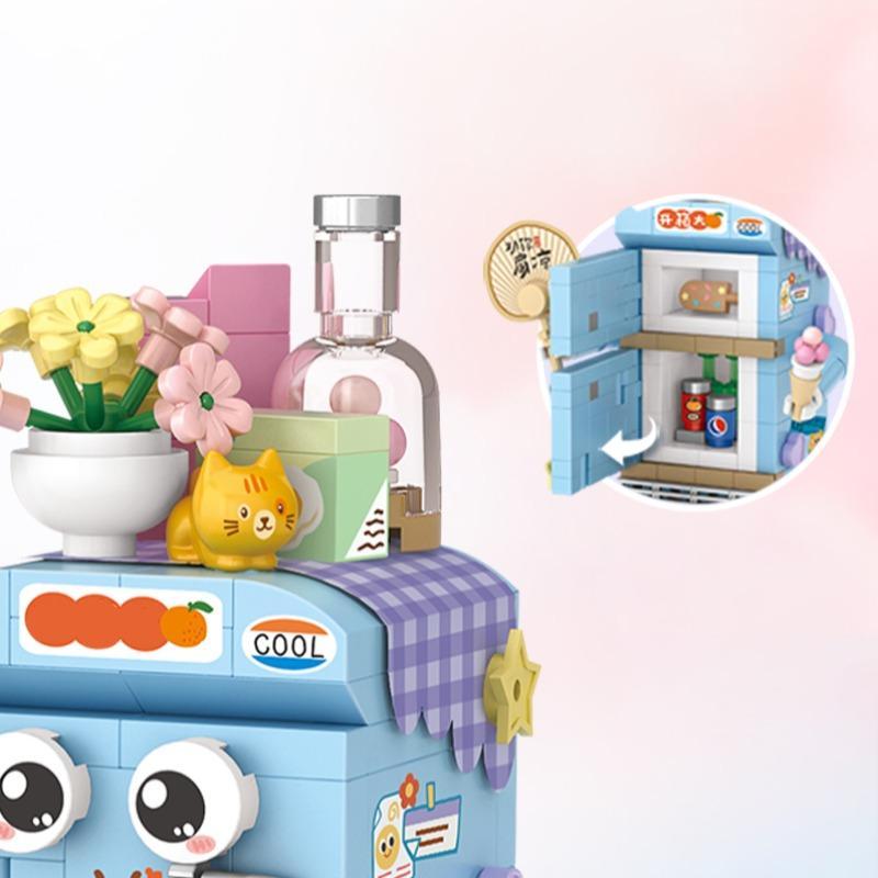 Miniature Refrigerator Building Block Set, 1 Set Mini Fridge Model Building Toy Room Decoration Crafts, Fun and Creative Blocks Building Toy Set