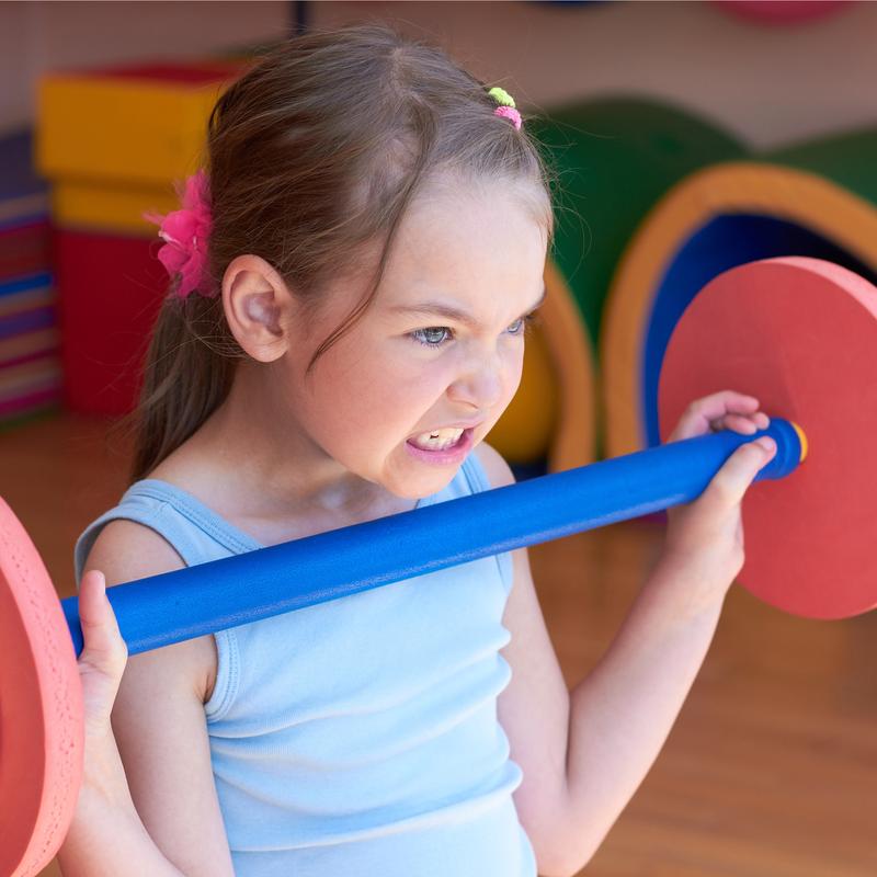 Kids Weight Bench Set with Leg Press and Barbell for Ages 3 and Up