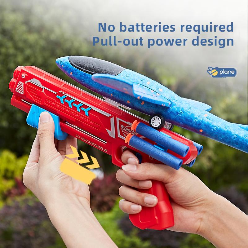3 Pack Airplane Launcher Toys, LED Foam Glider Catapult Plane Toy for Boys with 2 Flight Modes DIY Stickers Outdoor Sport Flying Toys Birthday Gifts for Girls Boys 4 5 6 7 8 9 10 11 12 Year Old orbball