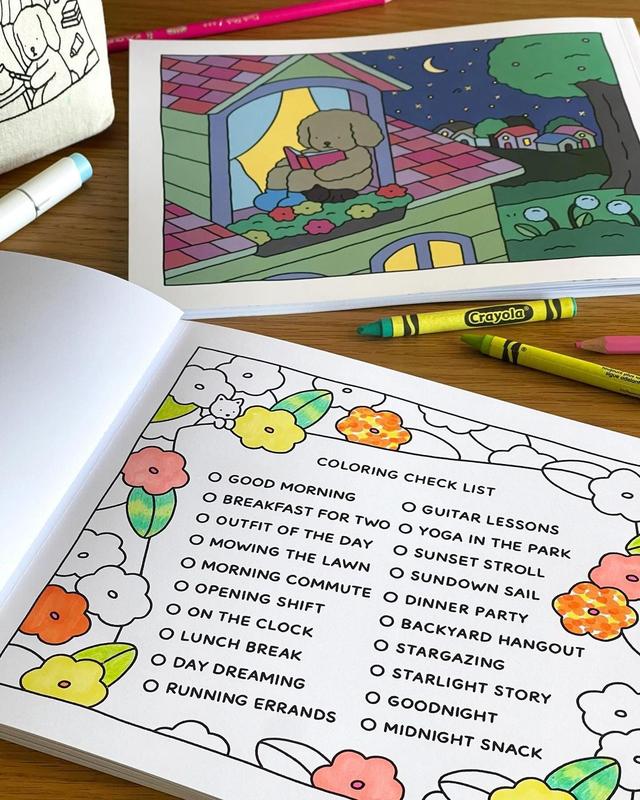BOBBIE GOODS COLORING PICTURE SET - DAY TO NIGHT - Available in A5 and A4 sizes on super thick paper