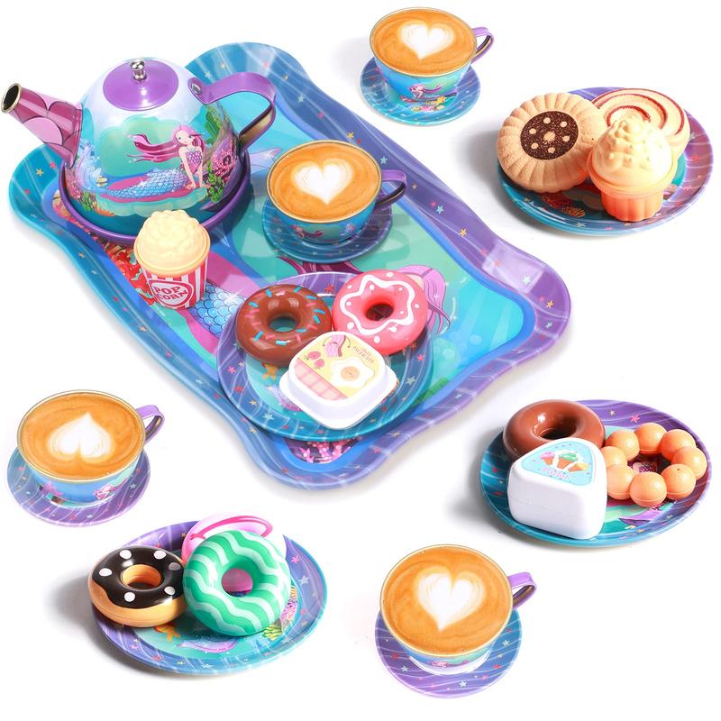 Unicorn Tea Party Pretend Play For Girls , 27countsr Princess Kitchen Pretend Play Sets Learning Educational Toy Birthday Thanksgiving Christmas Gifts