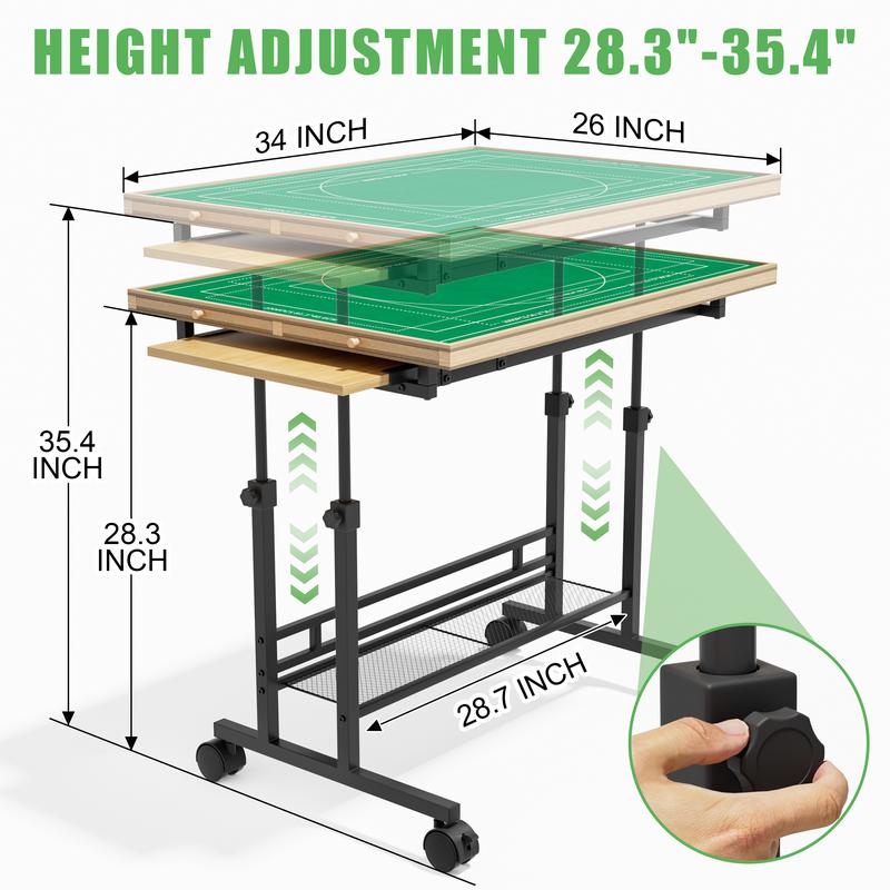 Puzzle Table with Drawers for 1500 Piece, Jigsaw Puzzle Wooden Board with Retractable Legs, Adjustable 5-Tilting-Angle, Cover Included, Christmas Gift