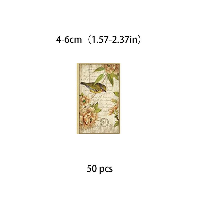 Random Cartoon Flower & Character Pattern Stamp Sticker, 50pcs Waterproof DIY Decoration For Scrapbooking, Crafts And Room Wall Decor, Scrapbooking Supplies
