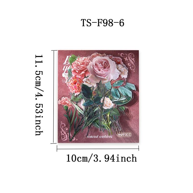 Natural Animal & Plant File Material, 40pcs pack DIY Decorative Collage PET Sticker, Scrapbooking & Stamping Supplies for Home School Office