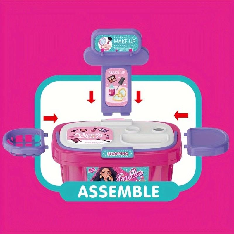 Children's toy makeup table, girls' makeup set, Accessories mobile backpack, Children's makeup table for children over 3 years old suitable gifts for girls (makeup makeup set)