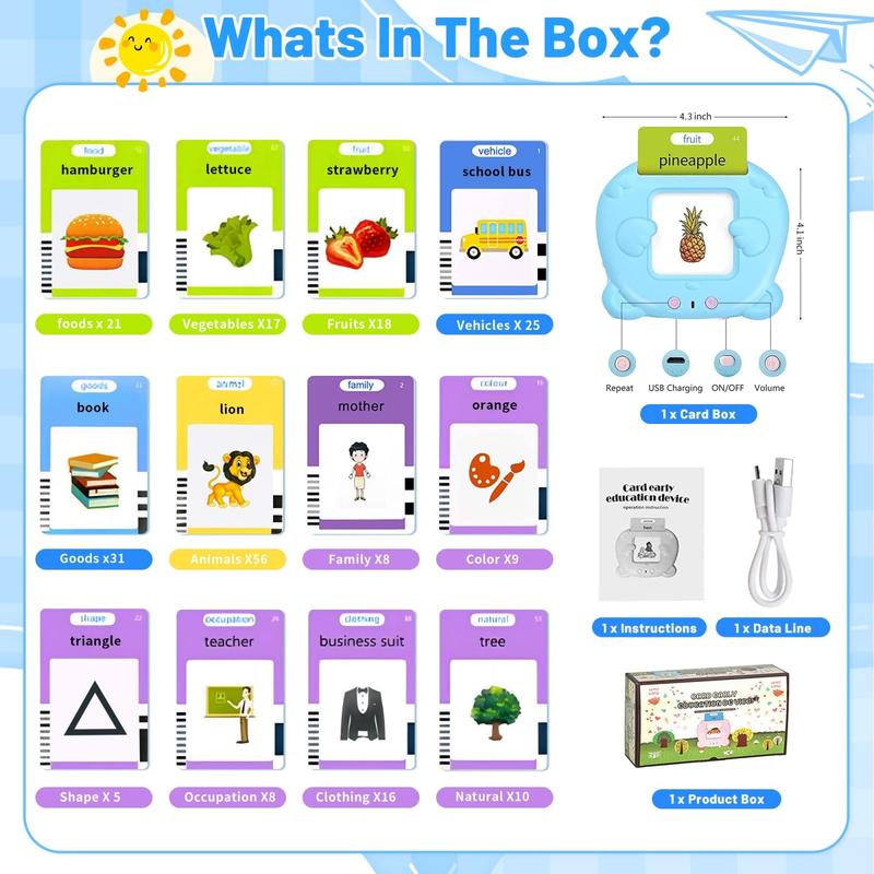 224 510(Spanish&English) Talking Flash Cards LearningMontessori Toys for Kids with 510(Spanish&English) Words Alphabet Bilingual,kids learning flashcard reader,Autism Sensory Toys, Learning Educational Toys Gifts for Age 1 2 3 4 5 Years Old Boys and Girls
