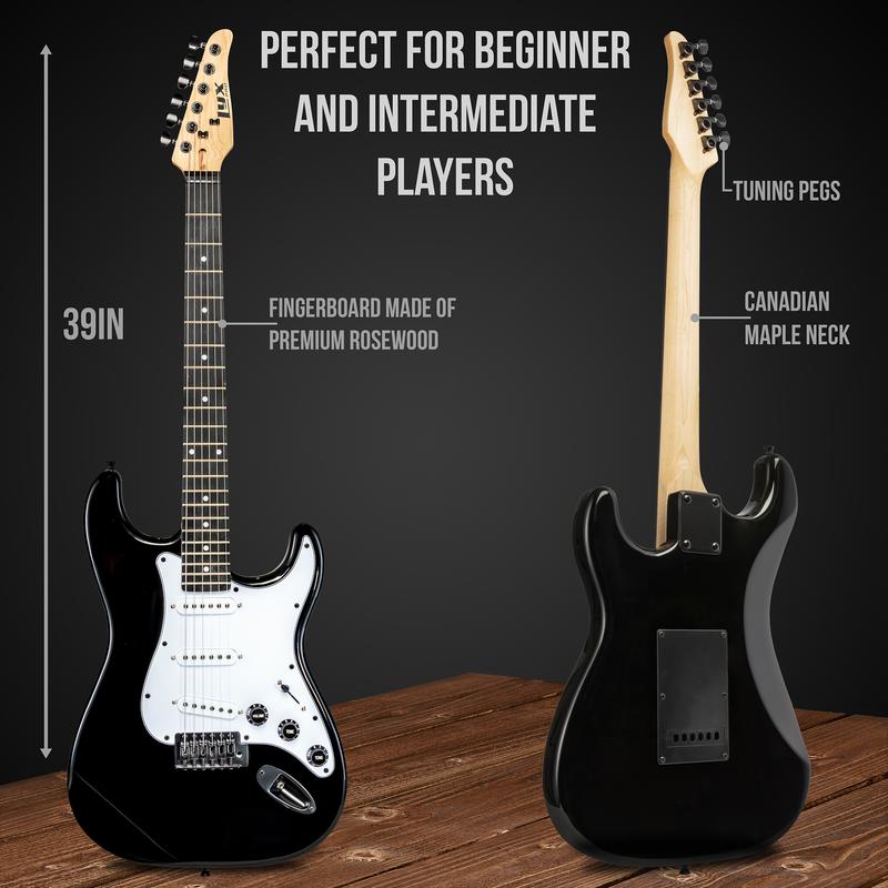 LyxPro CS Series Full Size Electric Guitar Kit with 20W Amplifier and All Accessories To Play Out Of The Box - 39 Inches