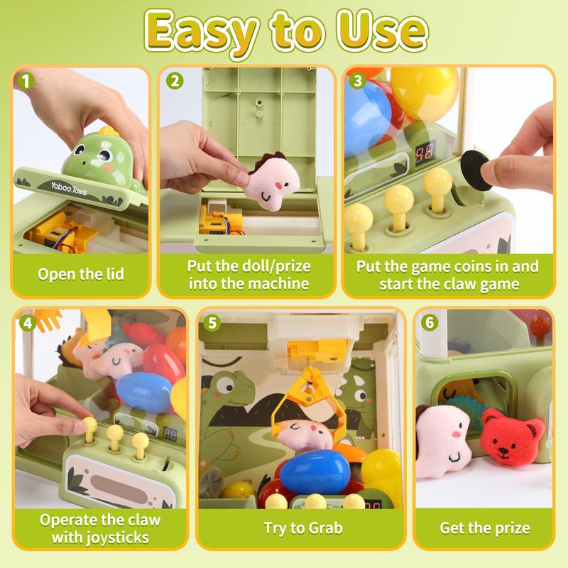 Dinosaur Claw Machine,Electronic Arcade Game Vending Machine Toys with Dinosaur Toys & Sound,Candy Dispenser Machine, Ideal Thanksgiving Christmas Gifts