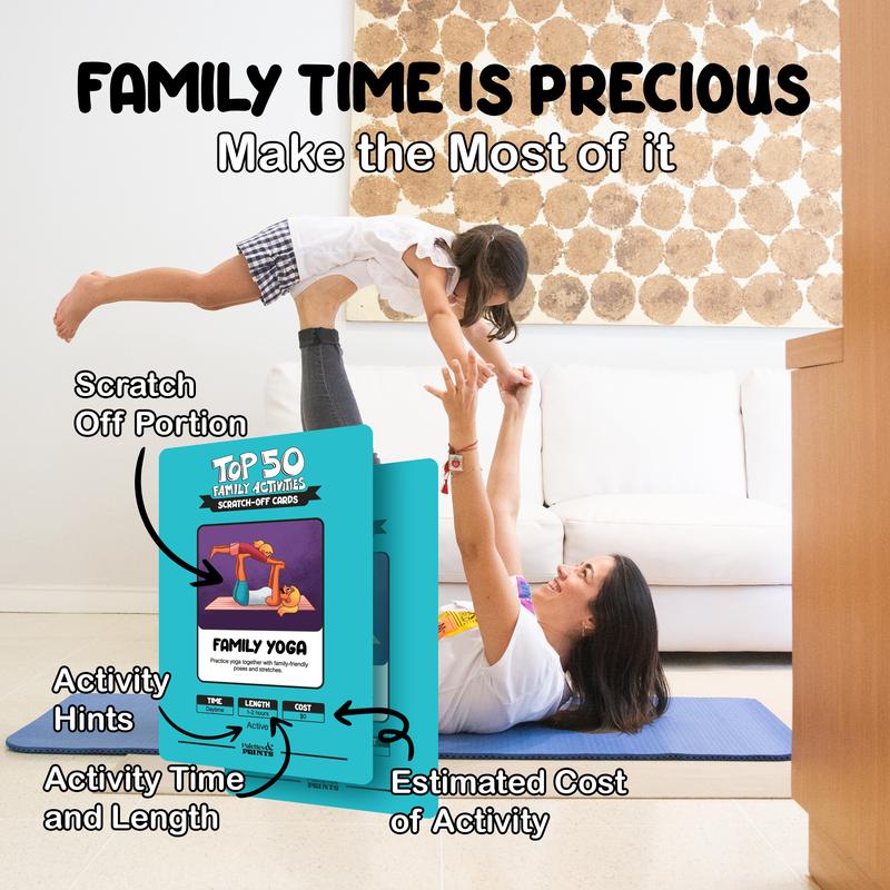 Palettes and Prints Top 50 Family Activities - 50 Fun Scratch Off Family Adventures and Family Games for Deep Bonding - Fun for Kids and Adults - Gifts for Family - Perfect for Family Fun Time & Family Night