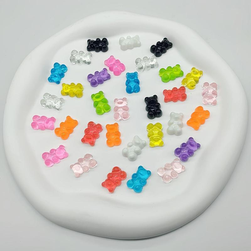 Random Color Bear Shaped Charms, 50pcs Resin Flatbacks Candy Bear Charms for DIY Nail Art, DIY Craft & Jewelry Making Accessories for Scrapbooking Phone Case Manicure