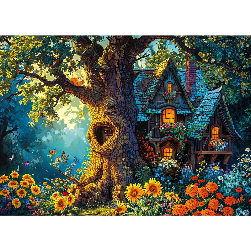 HUADADA 1000 Pieces Puzzles for Adults, Wonderful Tree House, Perfect for Home Decoration Holiday Vacation, Family Games, Grandparents Brainstorming