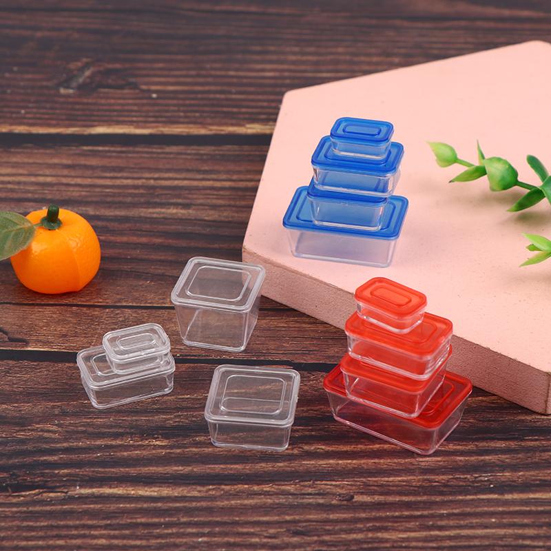 4pcs 1 12 Dollhouse Mini Fresh Keeping Box Lunch Box Model Kitchen Tableware Decoration