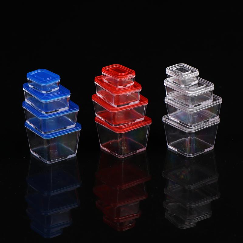 4pcs 1 12 Dollhouse Mini Fresh Keeping Box Lunch Box Model Kitchen Tableware Decoration