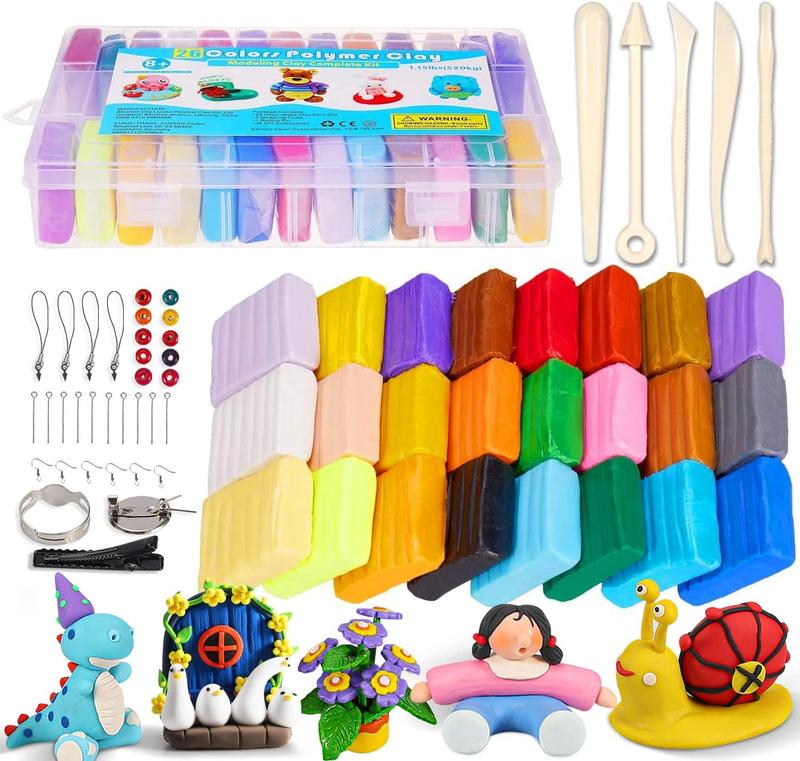 Polymer Clay Kit - 26 Colors Oven Bake Modeling Clay, Safe & Non-Toxic, Craft Gift for Kids. 0.7oz Color