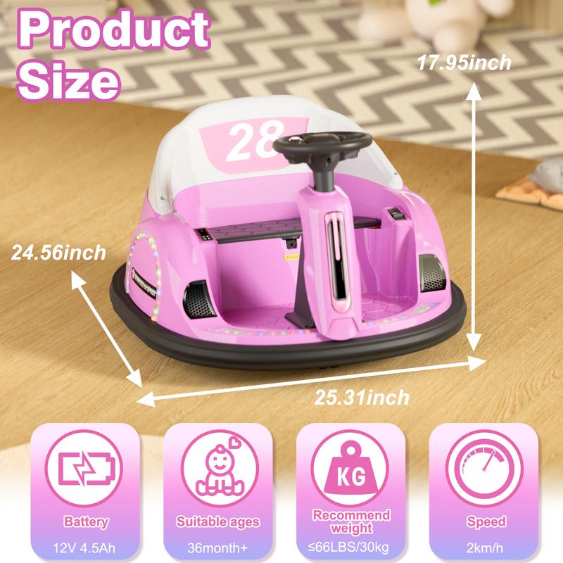 XJD 12V&6V Electric Ride on Bumper Car Toys for Kids, 360° Spinning Bumping Toy Gifts Cars, Music Play, LED Lights, Best Choice Products for kids