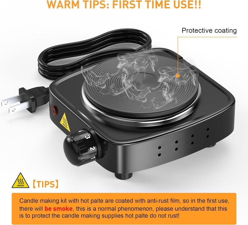 Ohcans Candle Making Kit with Electronic Hot Plate, Candle Making Kit for Adults, DIY Starter Candle Making Supplies, with 900ml Candle Pouring Pot, Stirring Spoon, Wicks Holder, Thermometers