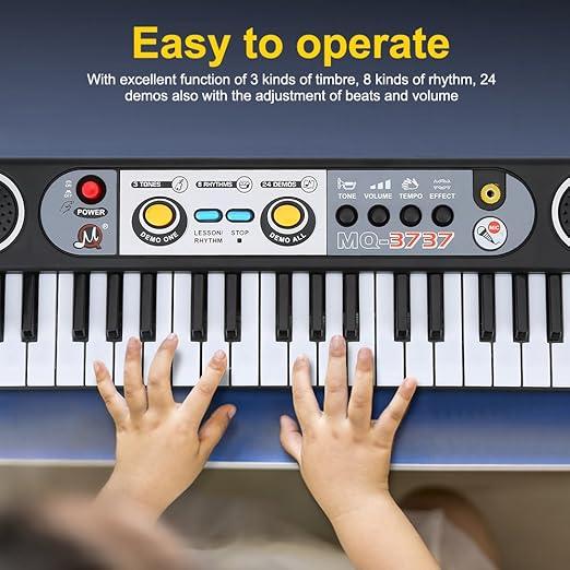 37-Key Electric Piano Keyboard Portable Indoor Outdoor Playing Digital Key Board Piano Musical Instruments Kids Toy with Microphone, Musical Instruments Toy, Birthday Gift for Kids