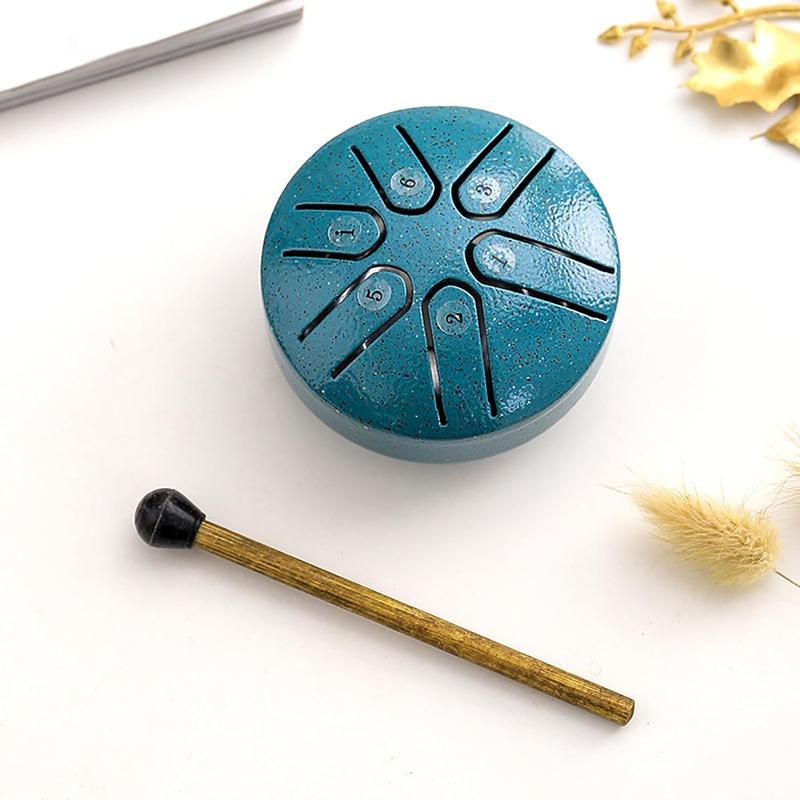 Outdoor Mini rain drum tambourine Steel tongue drum Outdoor rain drum Musical instrument Outdoor Notes in the rain Waterproof hand disc drum Therapy instrument for yoga, meditation and music therapy for all ages (dark blue) (Limited time offer)