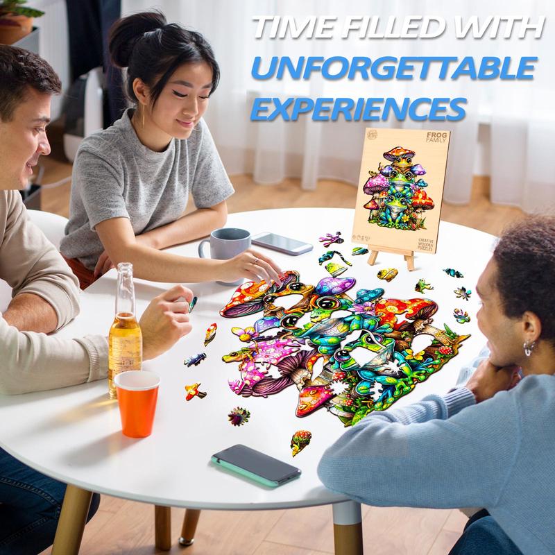 Frog Family Wooden Jigsaw Puzzle - Educational Toy for Kids and Adults