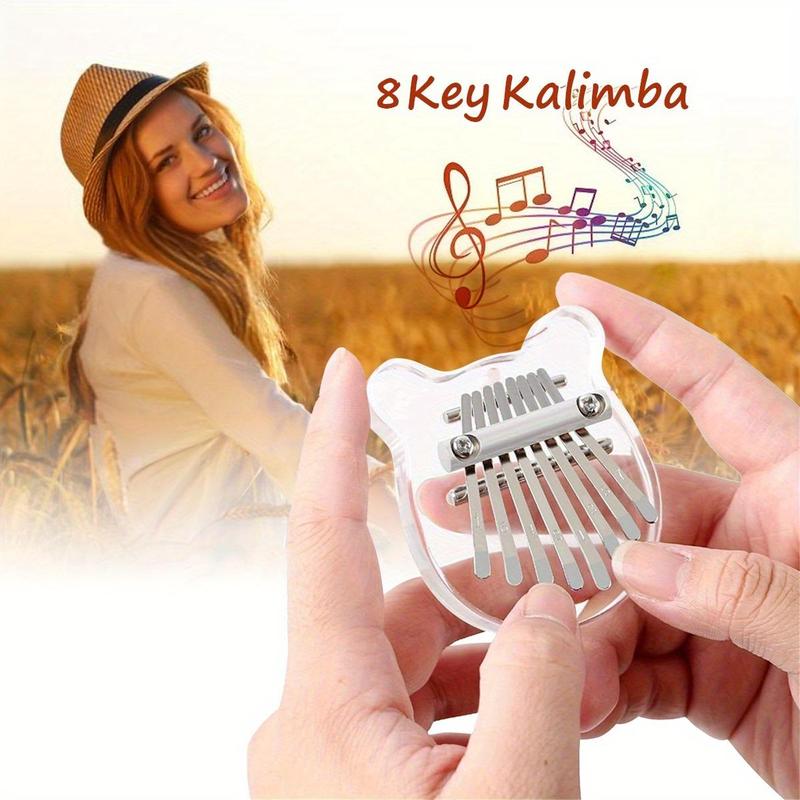 8 Key Kalimba Instrument, 1 Count Mini Musical Keyboard, Thumb Piano, Clear Acrylic Thumb Piano, Portable Instrument Gift, Christmas Gift