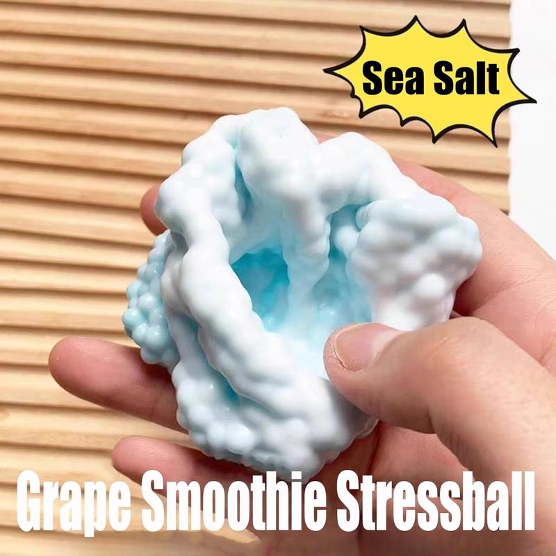 Grape Smoothie Stressball,Grape Stressball, Shapeable Vacuum Ball Stress Ball,Sensory Fidget Squeeze Toy for Stress Relief