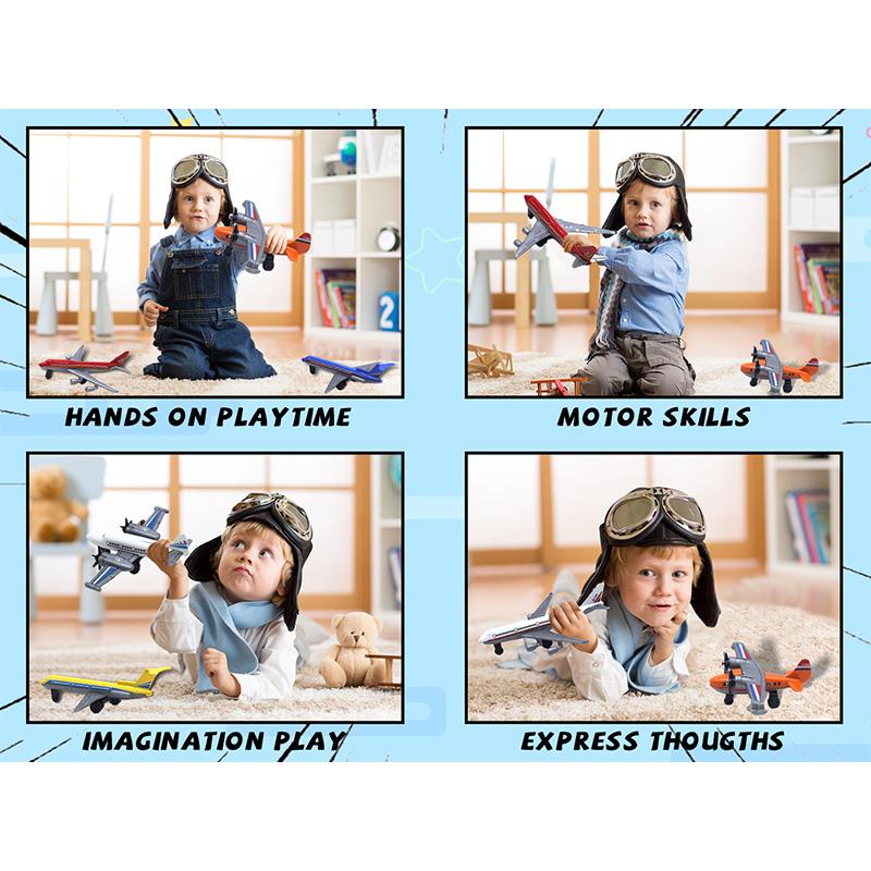 Crelloci Airplane Toy for Kids, 6 Pack Mini Diecast Airplanes, Aircraft Plane Playset Includes Glider Planes, Aeroplane Airplanes for 3-6 Years Gifts flying  ball Dinosaur Foam flying  ball