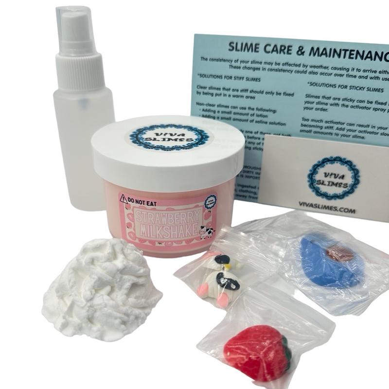 6oz Strawberry Milkshake Slime Kit with Whipped Cream Clay Piece and Charms - Classic & Novelty Toy