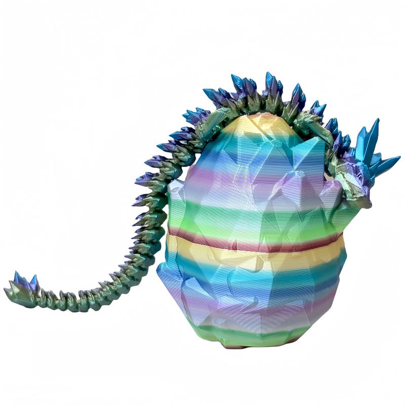 Unique 3D Printed Articulated Dragon Egg with Intricate Crystal Detailing – Includes Fully Articulated Dragon Model, Perfect for Collectors, Fantasy Enthusiasts, and Unique Gifts