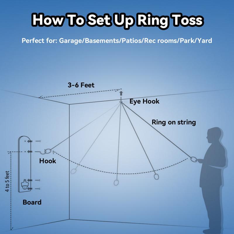 Wall Mount Ring Toss Hook Game, Hook and Ring Toss Game (Football)