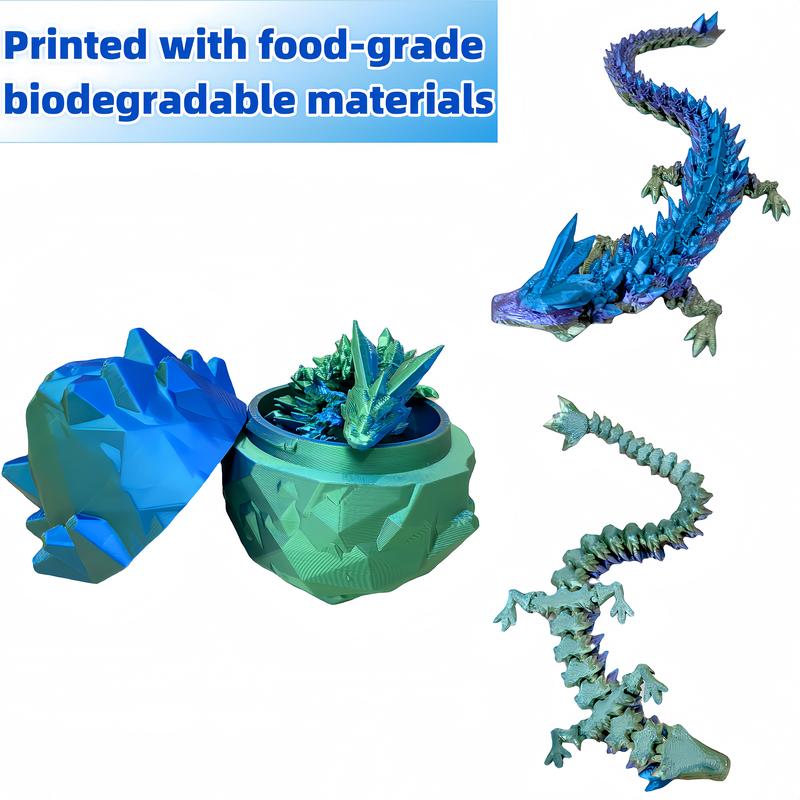 Unique 3D Printed Articulated Dragon Egg with Intricate Crystal Detailing – Includes Fully Articulated Dragon Model, Perfect for Collectors, Fantasy Enthusiasts, and Unique Gifts