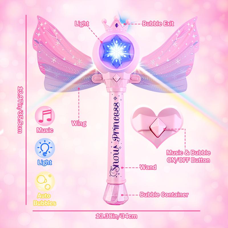 deAO Bubble Machine Bubble Wand Blower with Wings Musical & Light Up Bubble Toys Outdoor Indoor Bubbles Toys Christmas Birthday Gift