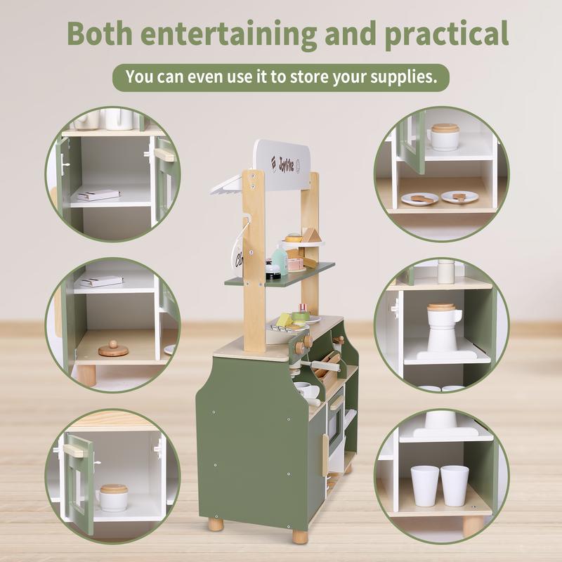 Joylike Wooden Dessert Shop, With Wooden Dessert，Food, Tableware, Play house toys