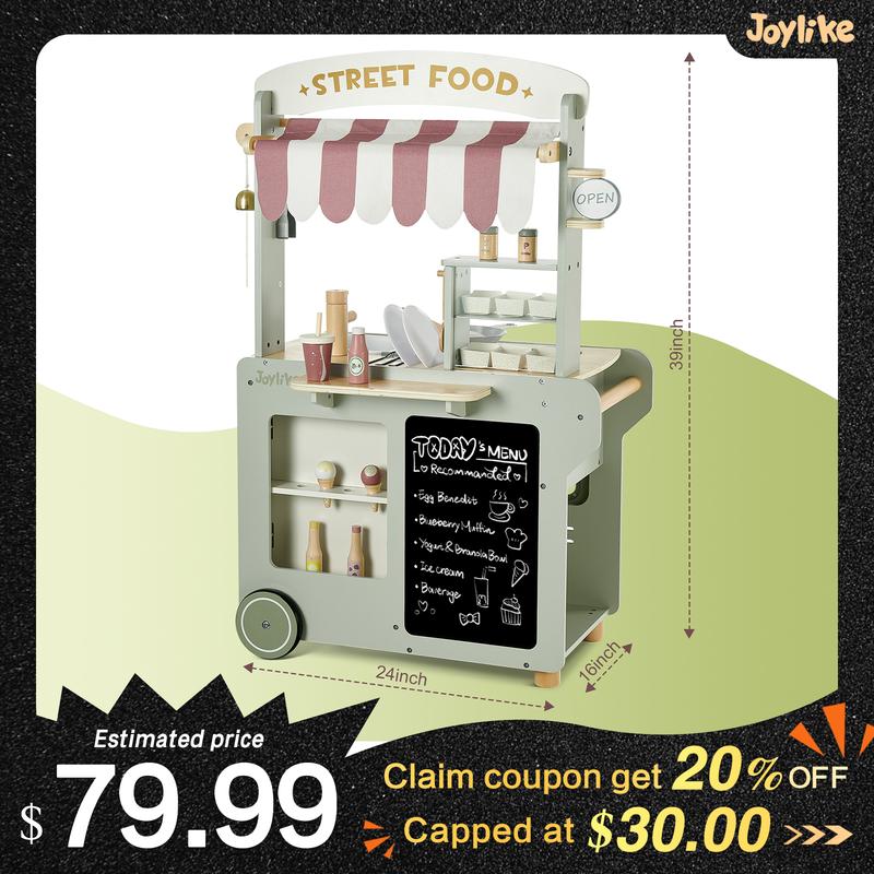 Joylike Wooden Dessert Shop, With Wooden Dessert，Food, Tableware, Play house toys