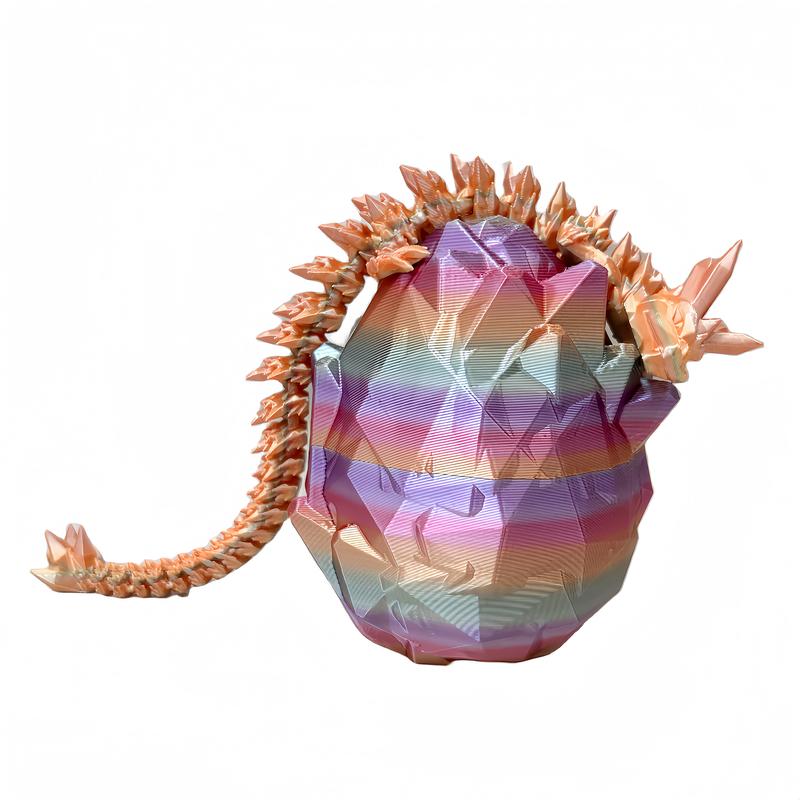 Unique 3D Printed Articulated Dragon Egg with Intricate Crystal Detailing – Includes Fully Articulated Dragon Model, Perfect for Collectors, Fantasy Enthusiasts, and Unique Gifts