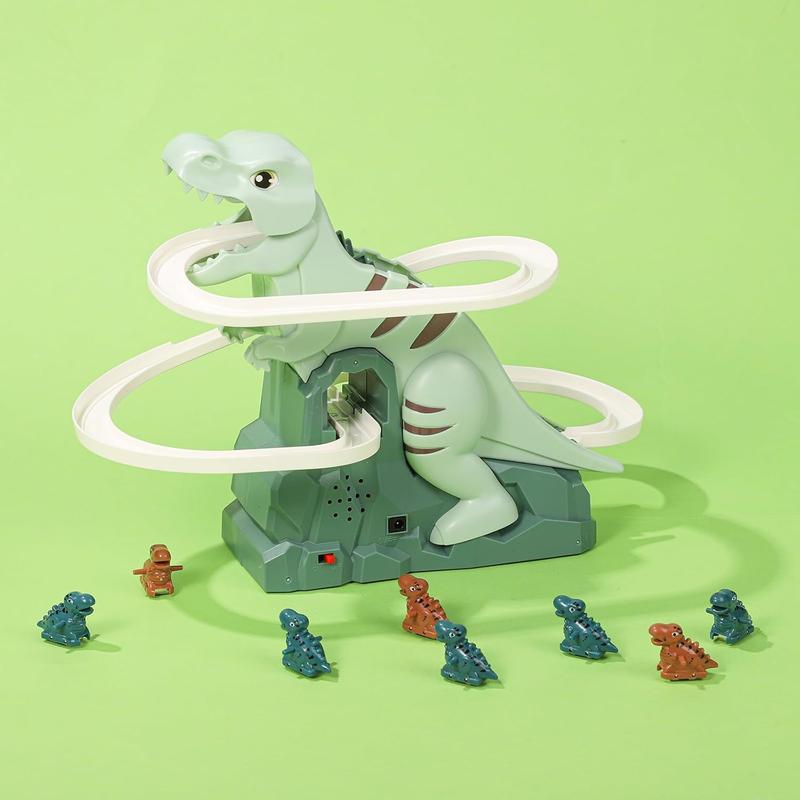 Dinosaur Roller Coaster Toy, Dinosaur Chasing Race Track Game with 6pcs Small Dinosaur Cars Dinosaur Race Track Toys Dinosaur Adventure Roller Coaster for Kids