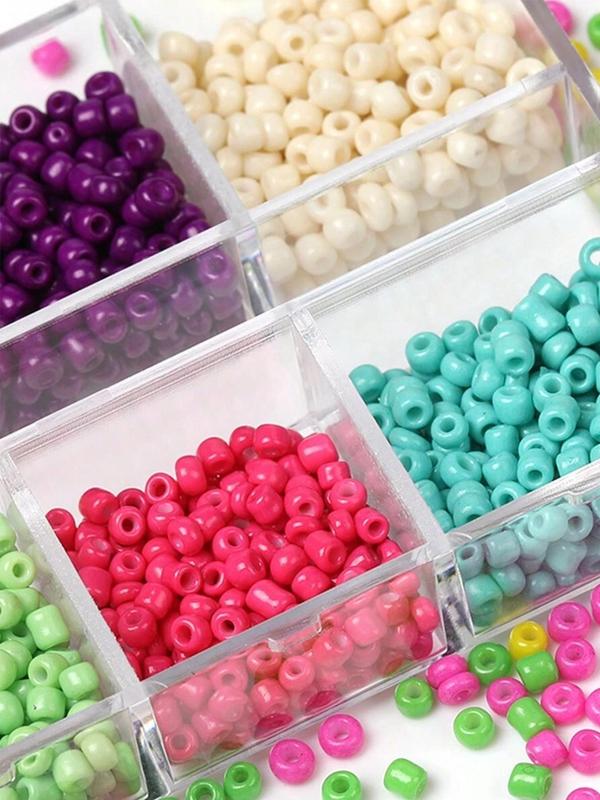 3mm Transparent Glass Seed Beads (6 Boxes), Random Color Series Bracelet Making Beads with 72-grid Plastic Storage Box, DIY Jewelry Making Supplies