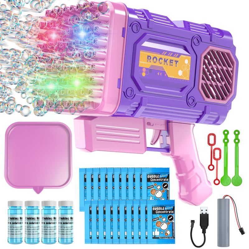 86 Hole Gatling Bubble Maker , 50000+ Bubbles Min Bubble Blaster Machine with 4 LED Lights, Summer Toys Gifts for Outdoor Indoor Birthday Wedding Party Backyard