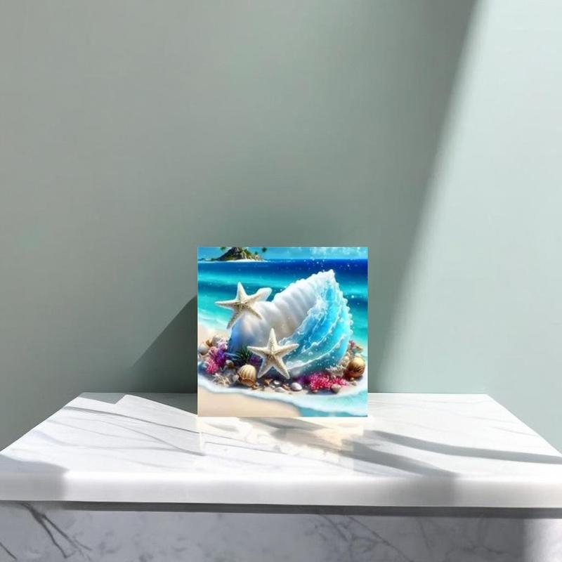 Sea Shell & Beach Pattern DIY Diamond Art Painting Without Frame, 5D Diamond Art Painting Kit, DIY Decor Painting for Bedroom Living Room Office