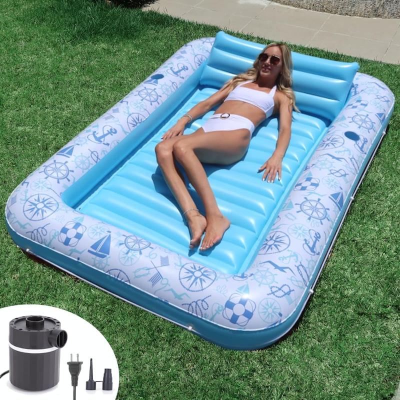 XL Inflatable Tanning Pool Lounge - Electric Pump Included - 85” x 58” - Sunbathing Suntanning (Extra Large)