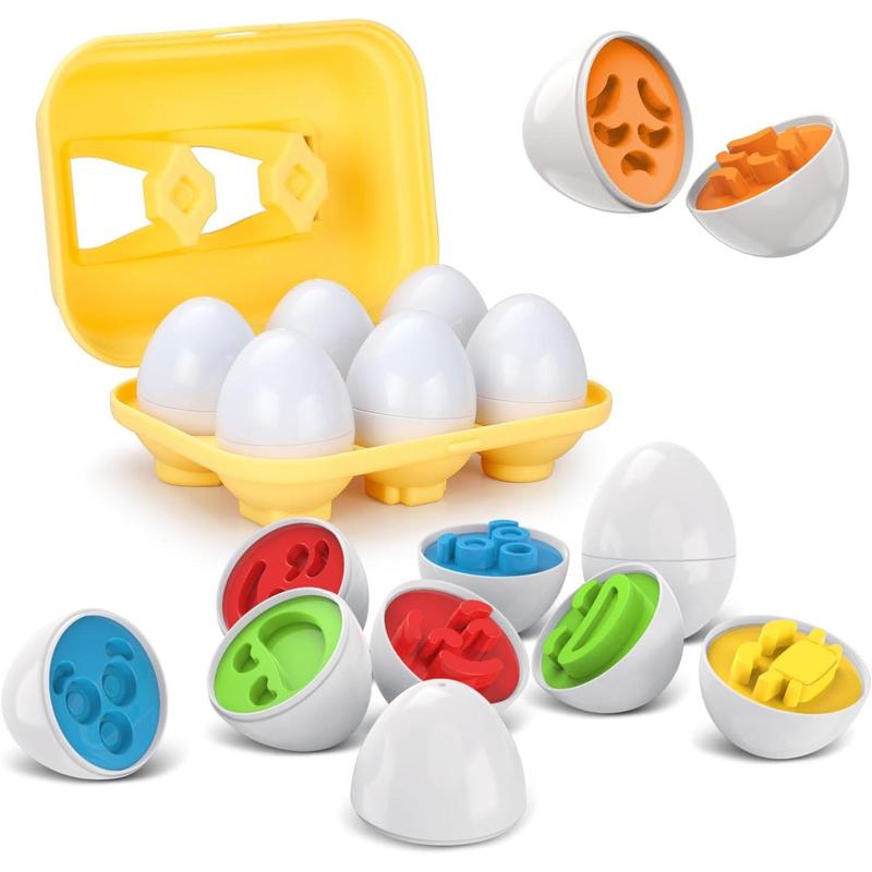 Egg Toy Matching Eggs Learning Toys Sensory Toys Color Shape Expression Sorting Stacking Toy Montessori for Kids Boys Girls for Easter Baskets