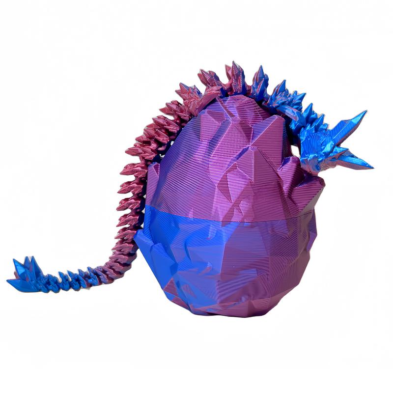 Unique 3D Printed Articulated Dragon Egg with Intricate Crystal Detailing – Includes Fully Articulated Dragon Model, Perfect for Collectors, Fantasy Enthusiasts, and Unique Gifts