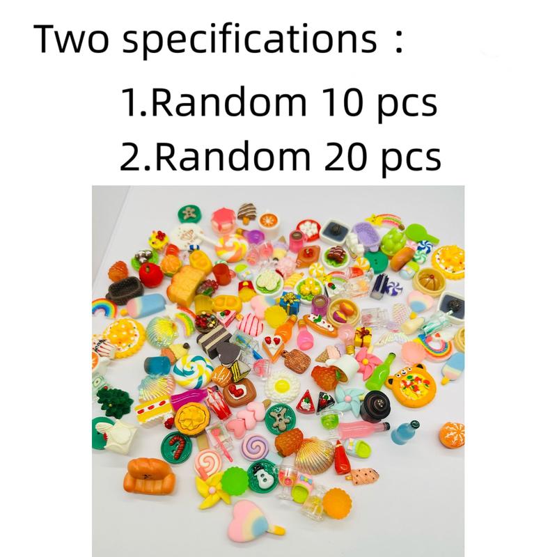 Random Style Cute Food Design Resin Toy (10pcs set), Miniature Food Design Resin Toy, DIY Miniature Food Design Resin Toy