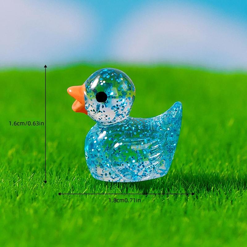 Random Color Cute Duck Design Resin Ornaments, Mini Simulation Cartoon 3D Glittering Ducks, DIY Handmade Jewelry Resin Accessories, Micro Landscape Ornaments For Vase Filling Fish Tank