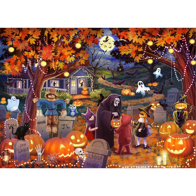 HUADADA 1000 puzzles for adults, advent calendar puzzle，Halloween elves, home décor for holiday gifts, family games, grandparents brainstorming