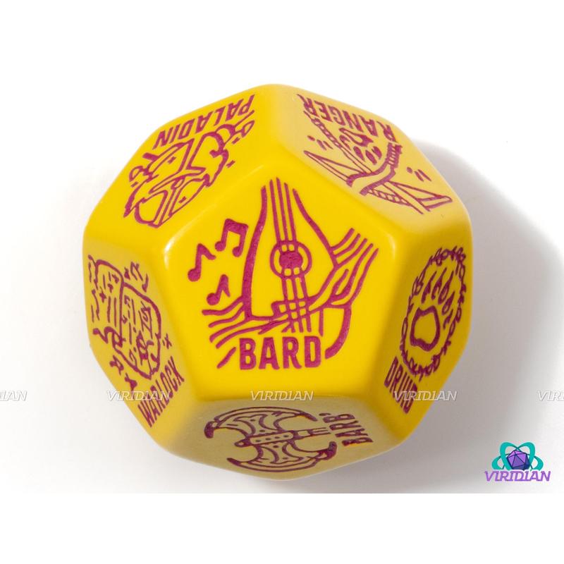 D&D Class Generator Die | Random TTRPG DnD Character Die, Improv, DM Dice Game Aide | Giant D12 Acrylic (1)